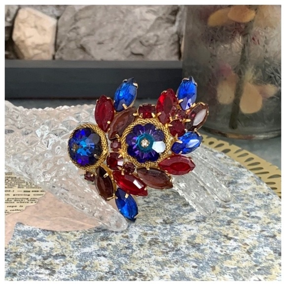 Vintage Owl Mask Rivoli Heliotrope Margarita Twisted Rope Rhinestones Brooch Pin - Picture 6 of 9